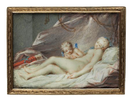 Miniatur mit Venus und Cupido